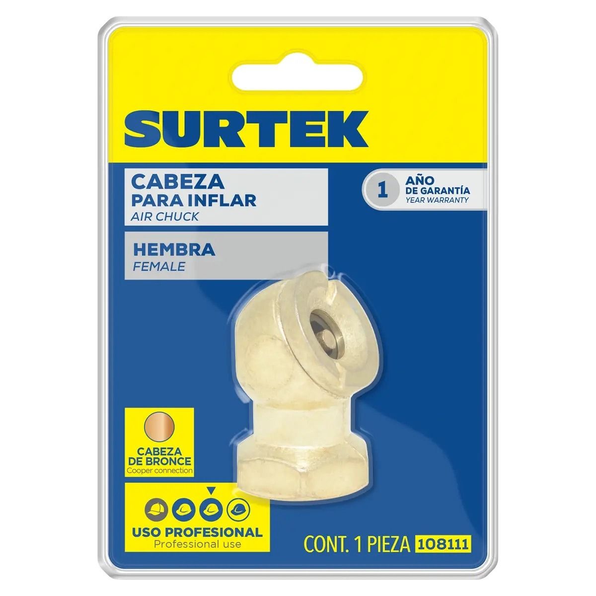 Cabeza Para Inflar 1/4" NPT Hembra 108111 Surtek 2