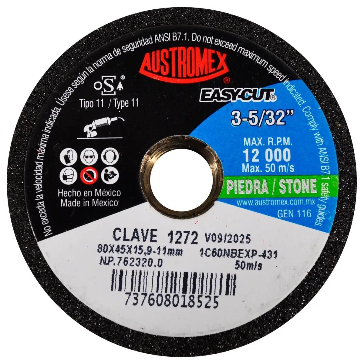 Copa Mini Desbaste Piedra G60 3-5/32" x 1-3/4" x 5/8"-11H 1272 Austromex 2