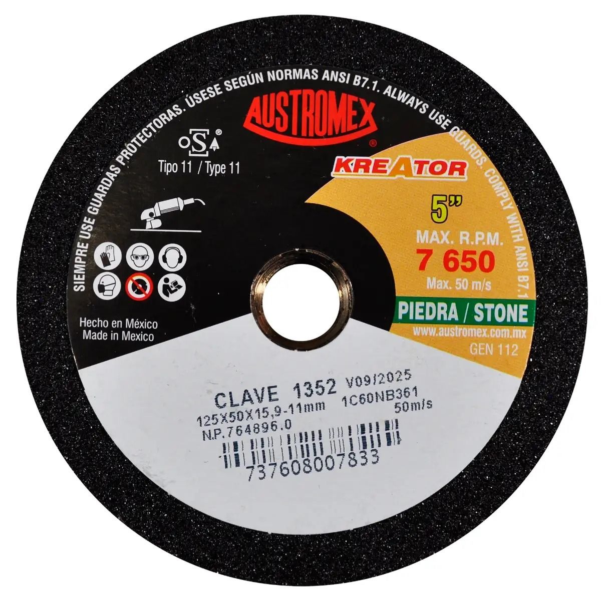 Copa Para Desbaste Piedra G60 5" x 2"x 5/8"-11H 1352 Austromex 2
