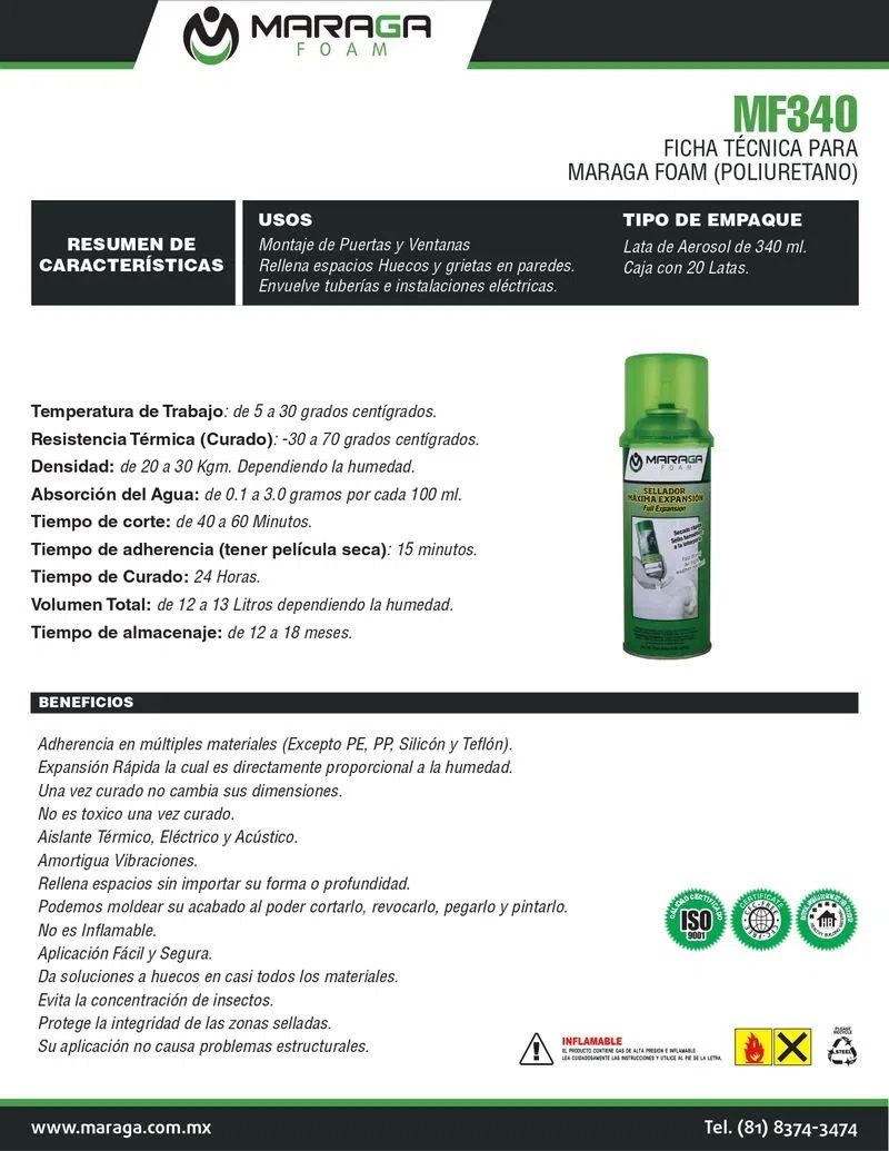 Espuma Poliuretano de 12 Oz MF340 Maraga 3