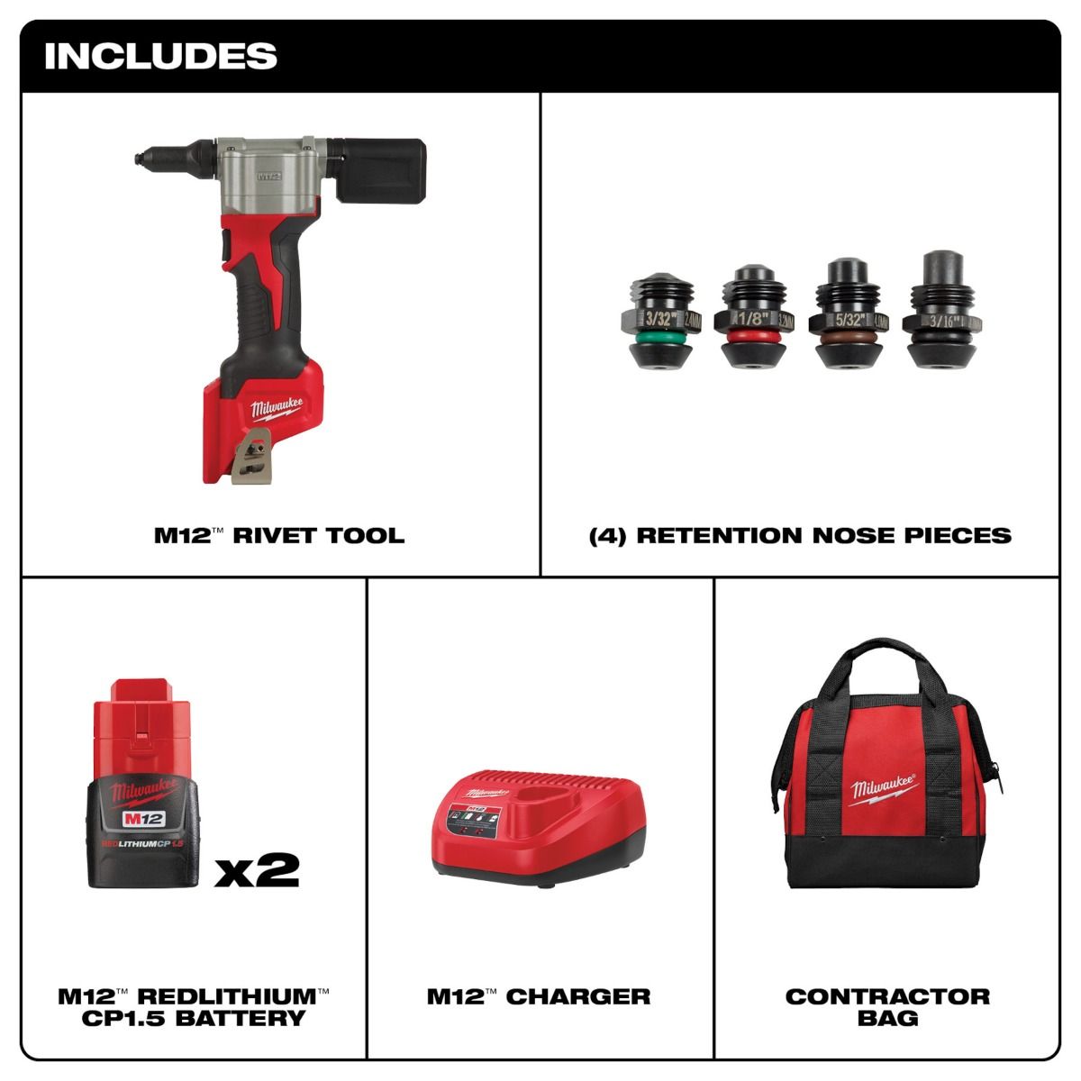 Remachadora M12™ 2550-22 Milwaukee 3