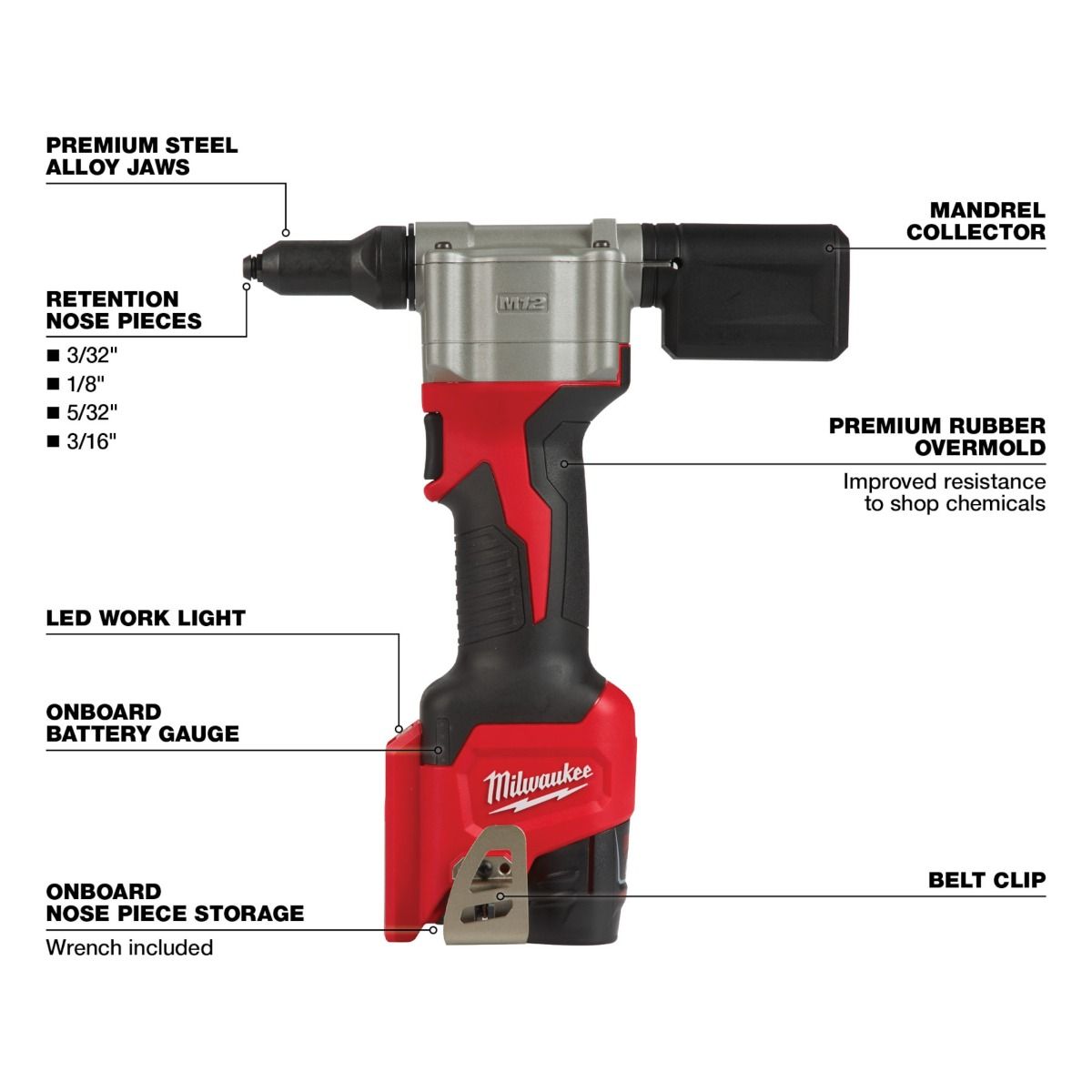 Remachadora M12™ 2550-22 Milwaukee 5