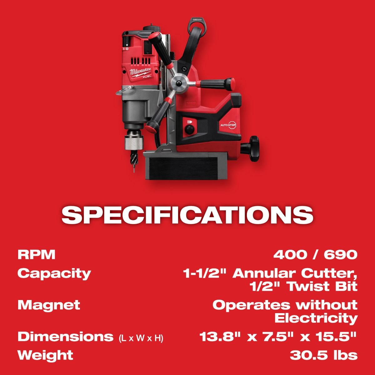 Taladro Magnético M18 FUEL™ De 1-1/2" 2788-22HD Milwaukee 4