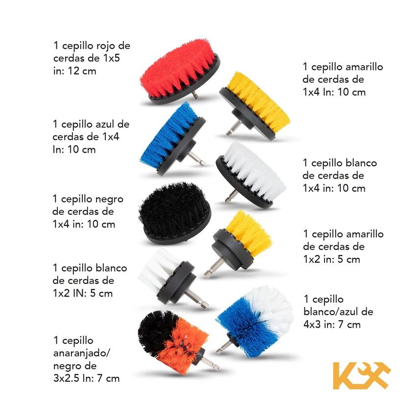 Cepillo para Taladro Juego 10 Piezas para Limpieza Cerdas Multiusos 300159 Kingsman 5