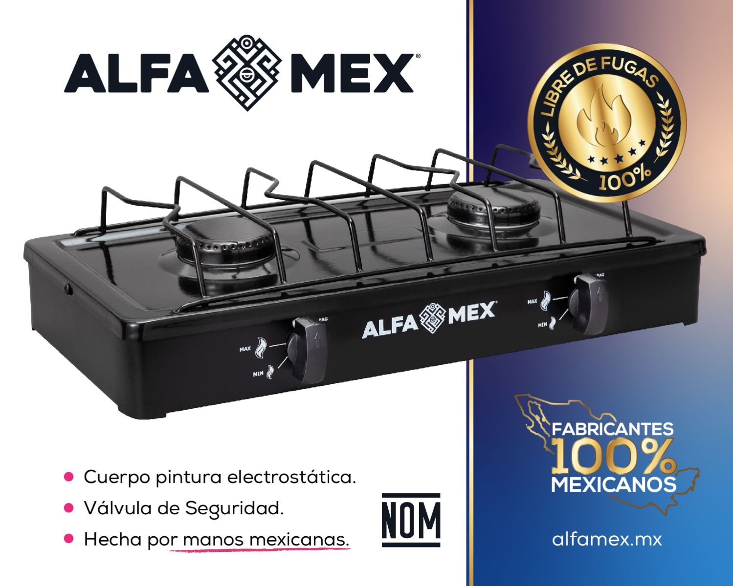 Estufa de mesa de 2 Quemadores ALFA 3