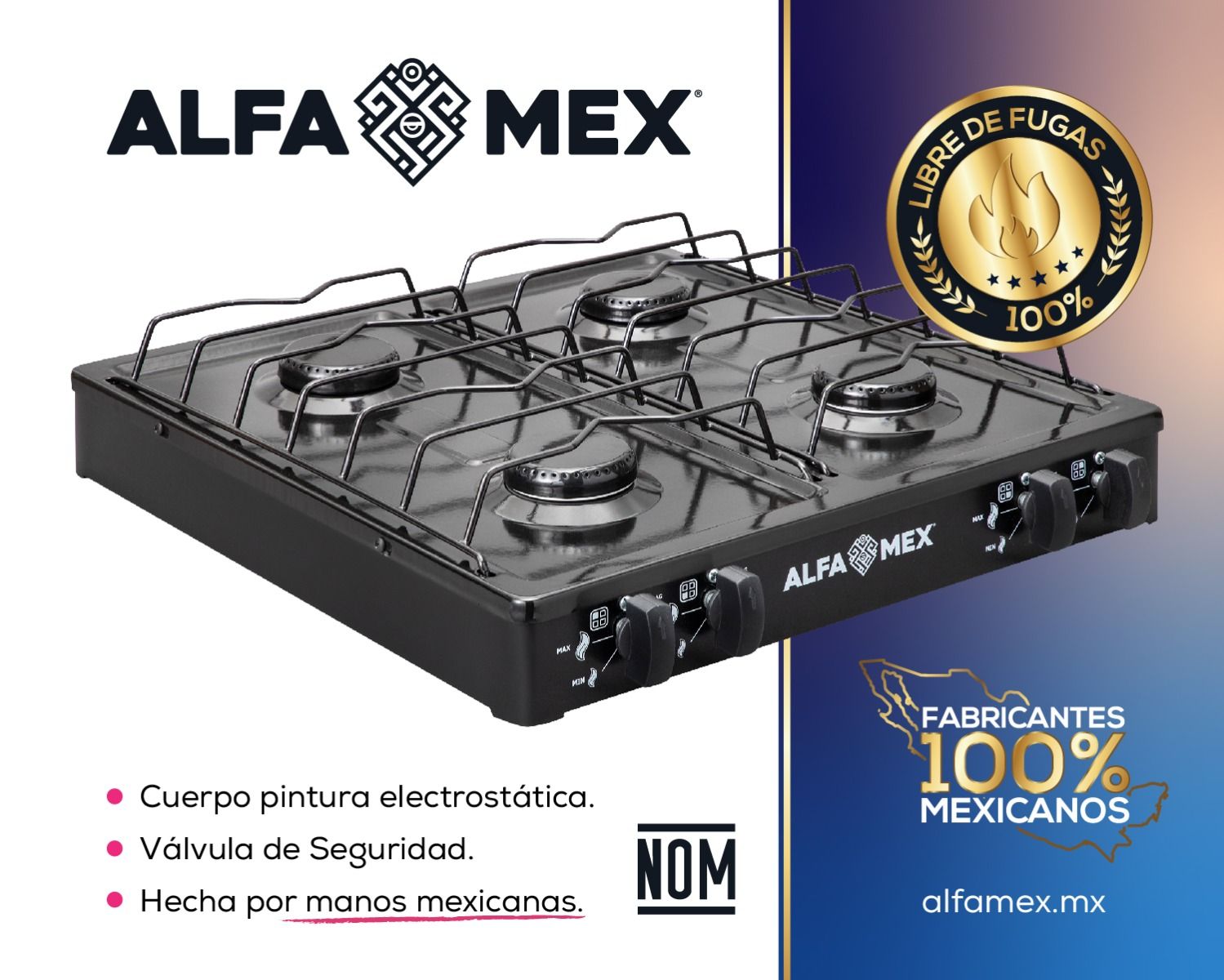 Estufa de mesa de 4 Quemadores ALFA 2