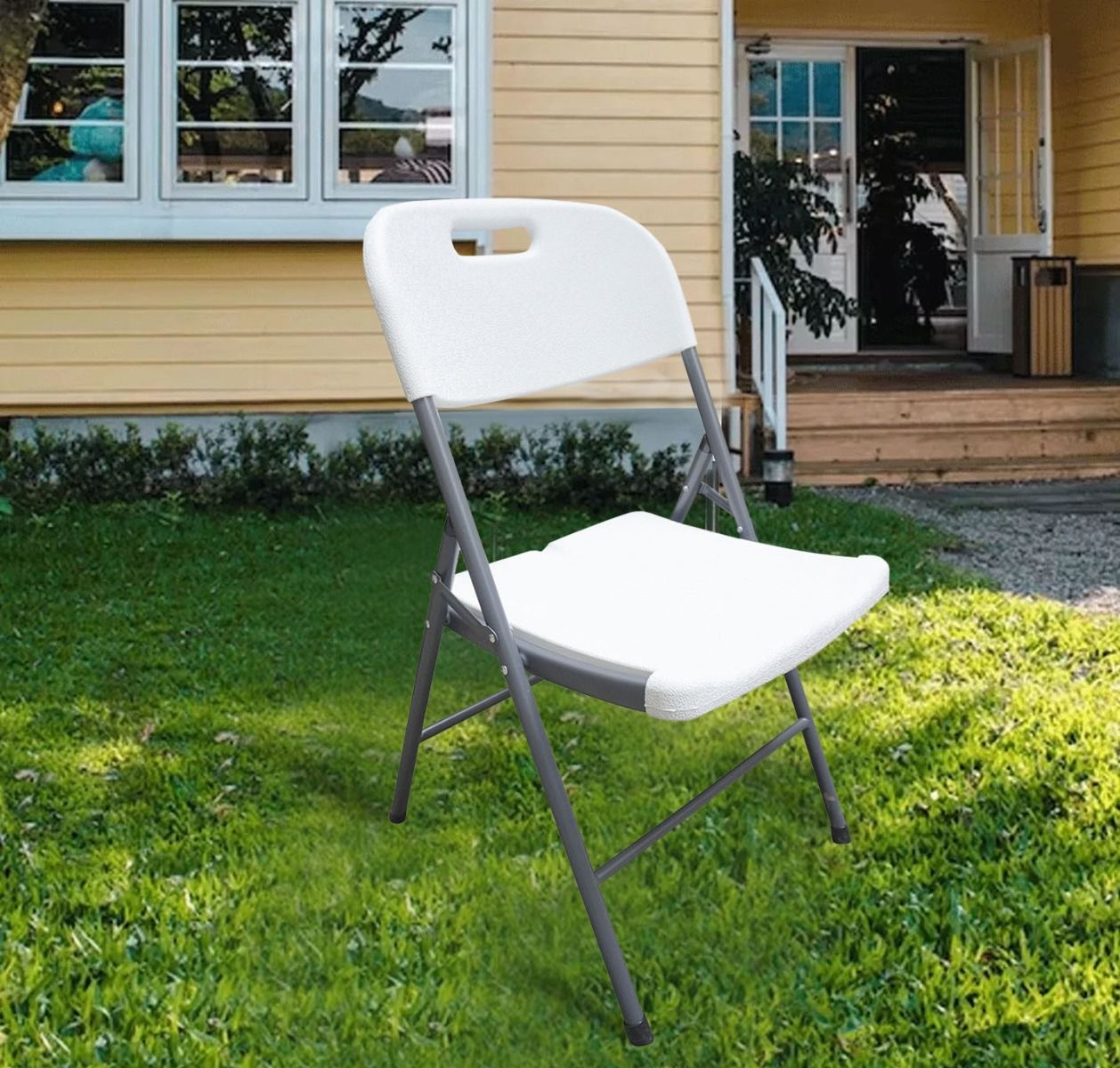 Silla Plegable Reforzada Blanca GardenLife 6