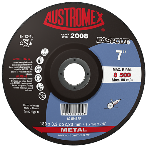 Disco corte de metal 7 Pulg 2008 Austromex