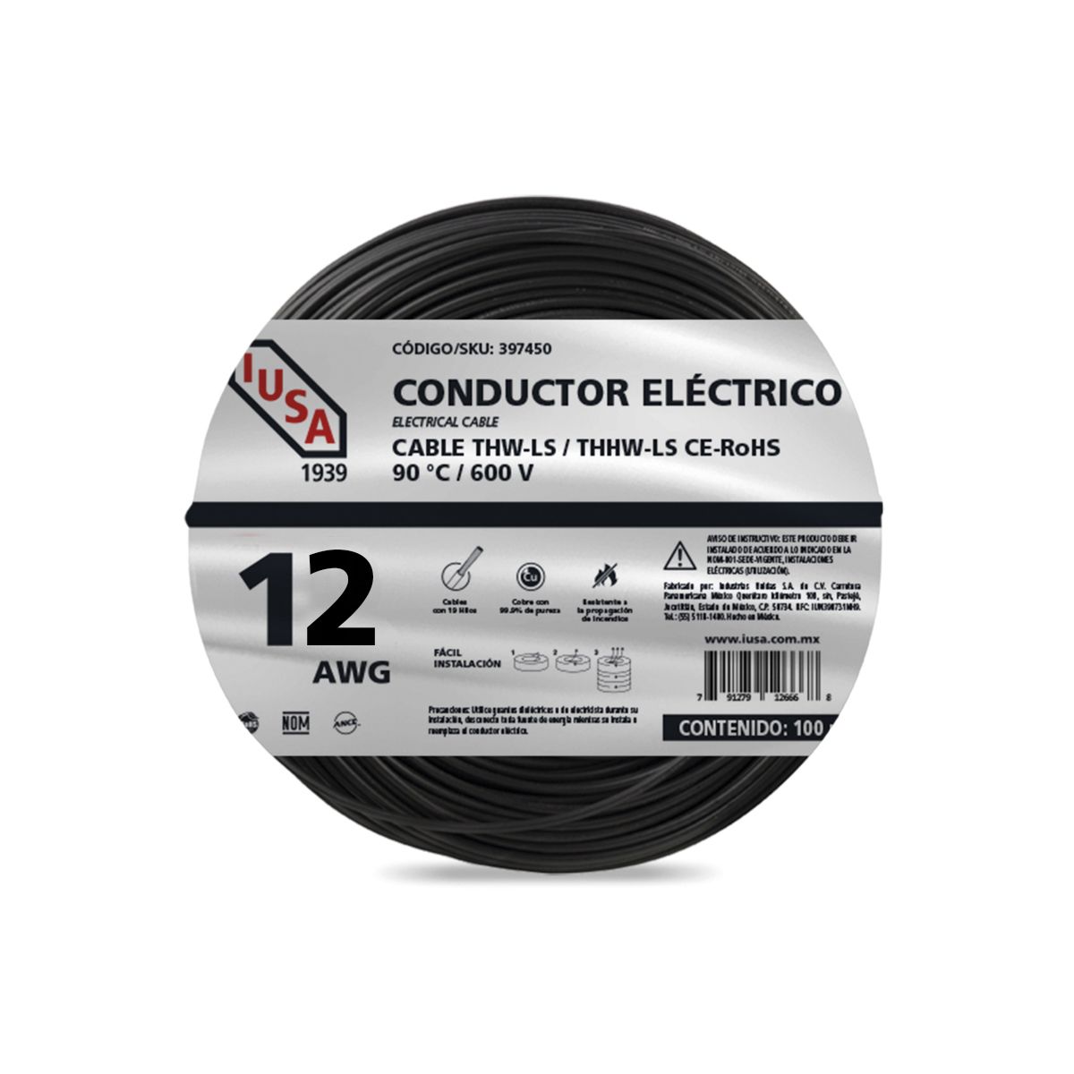 Cable Eléctrico THW #12 100m Iusa 5