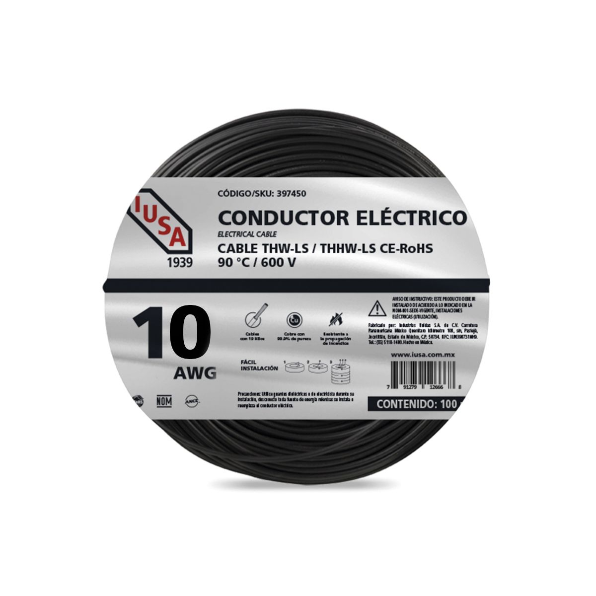 Cable Eléctrico THW #10 100m Iusa 5