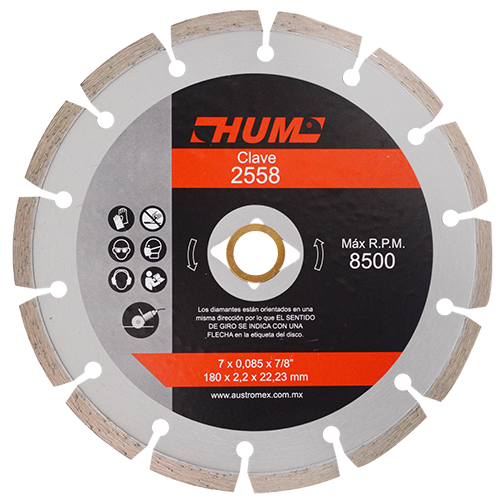 Disco de diamante segmentado HUM 7 Pulg 2558 Austromex