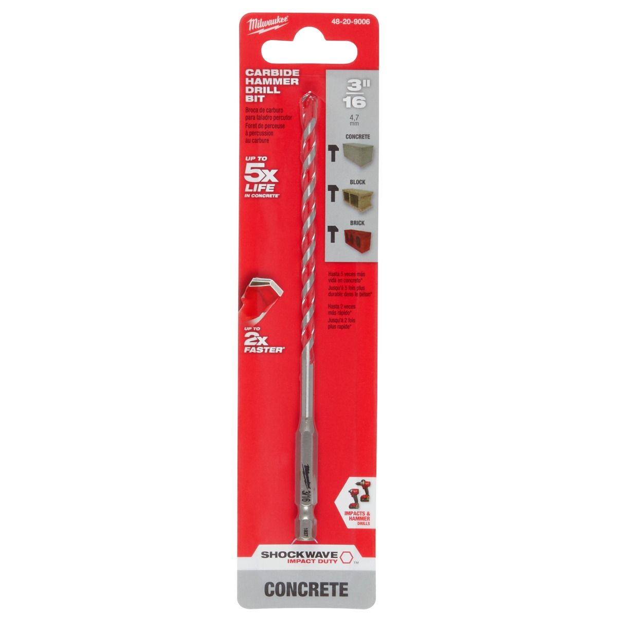 Broca de Concreto 3/16" X 6” 48-20-9006 Milwaukee 2