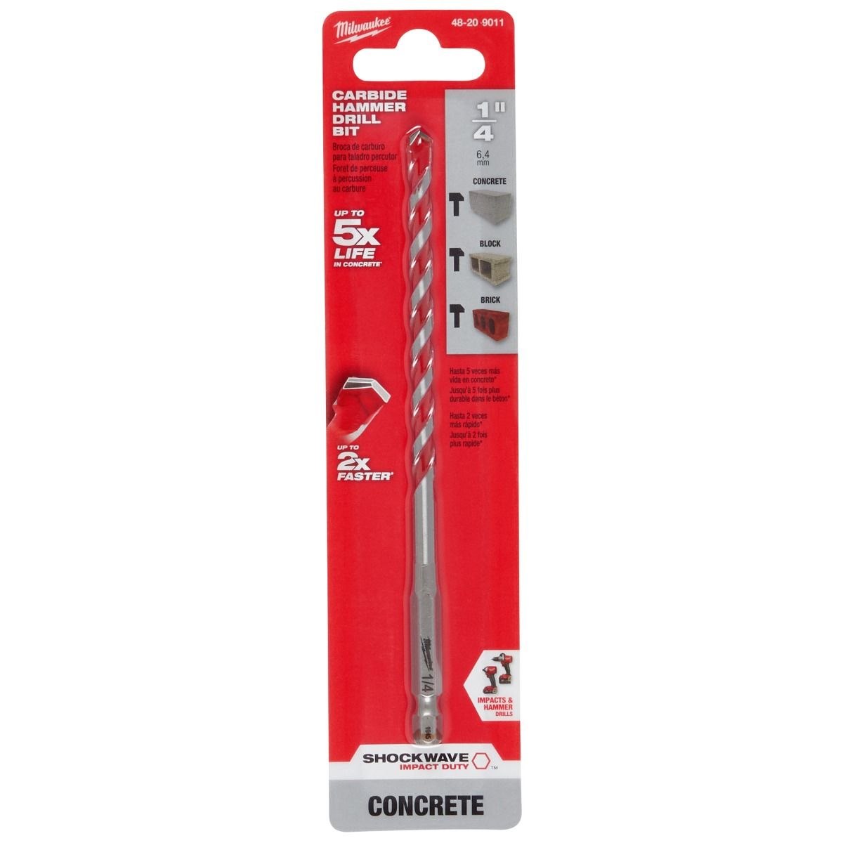 Broca de Concreto 1/4" X 6” 48-20-9011 Milwaukee 2