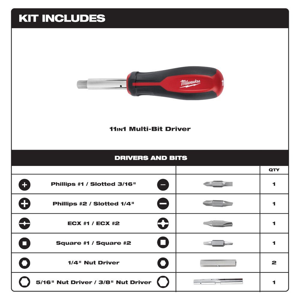 Desarmador de roscar multipunta 11 en 1 48-22-2760 Milwaukee 3