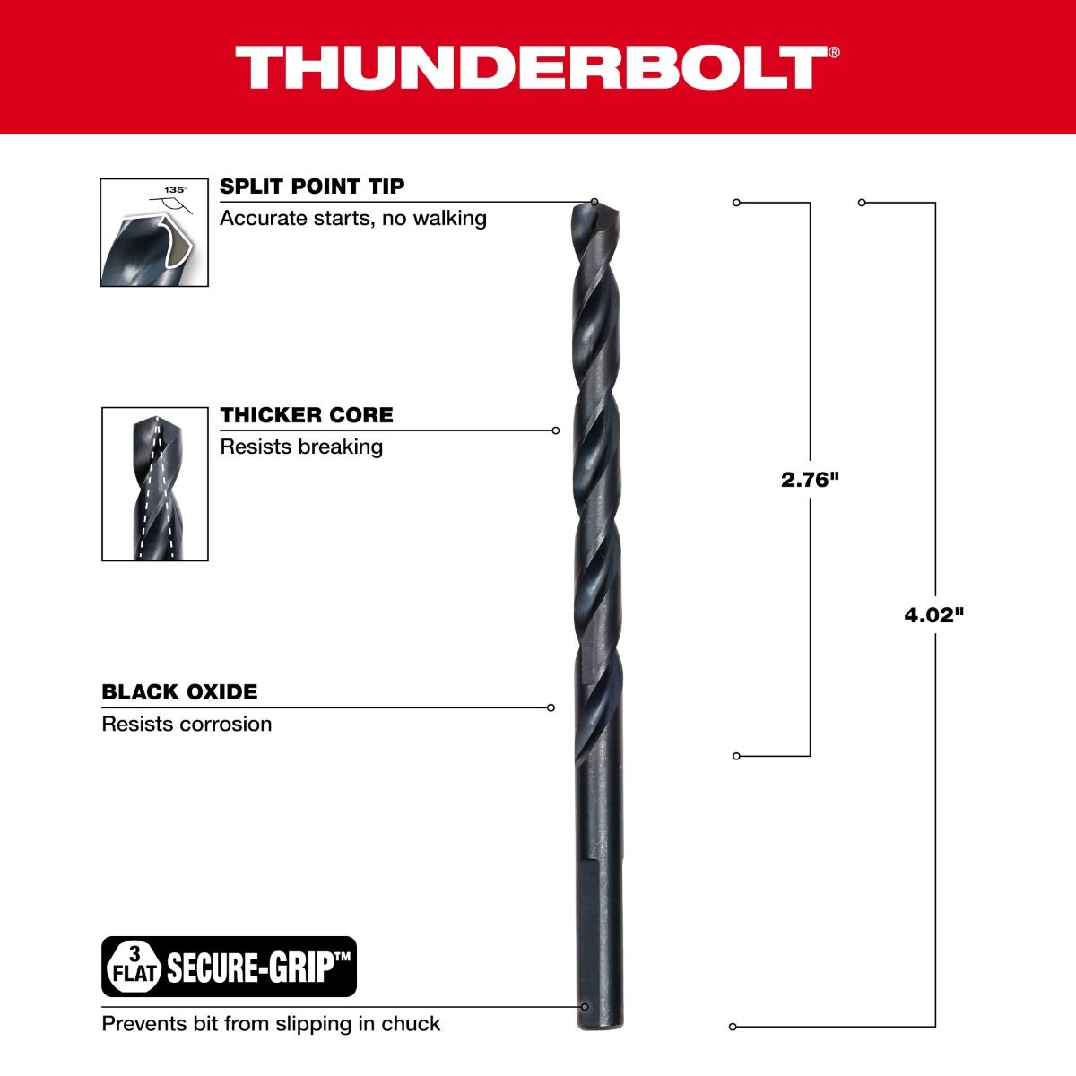 Broca Alta Velocidad 1/4” 48-89-2722 Milwaukee 2