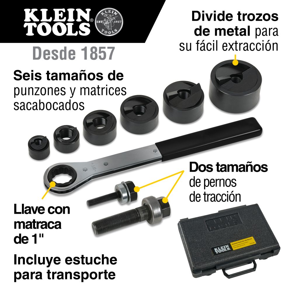 Juego de 6 Sacabocados KT de 0.50'' a 2'' en estuche 53732SEN Klein Tools 3