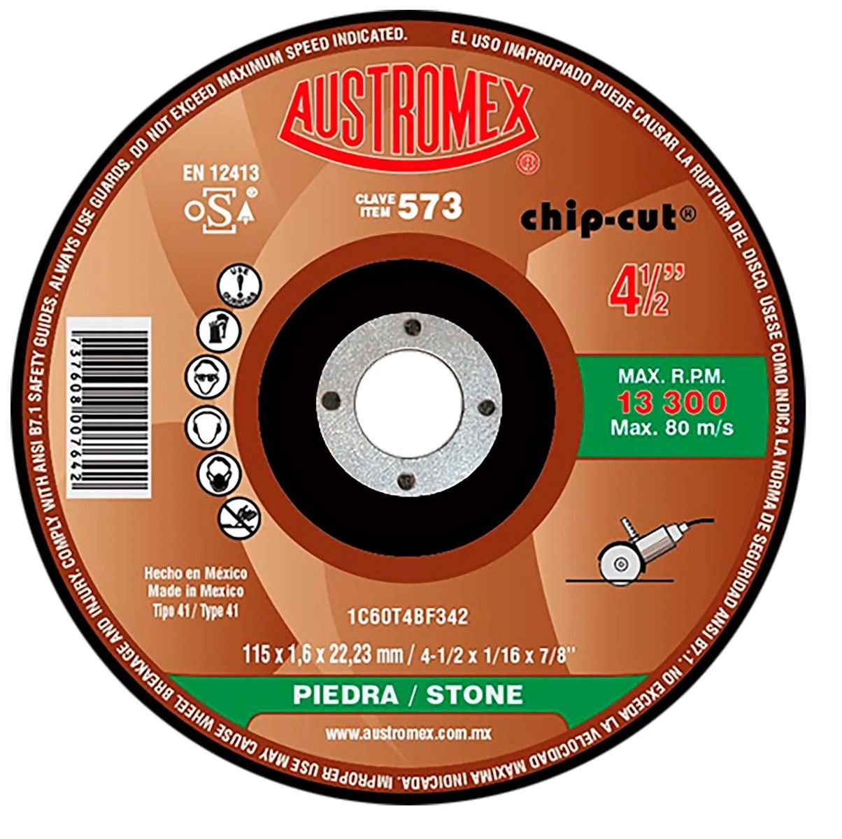 Disco Para Corte de Piedra 4-1/2” 573 Austromex 2