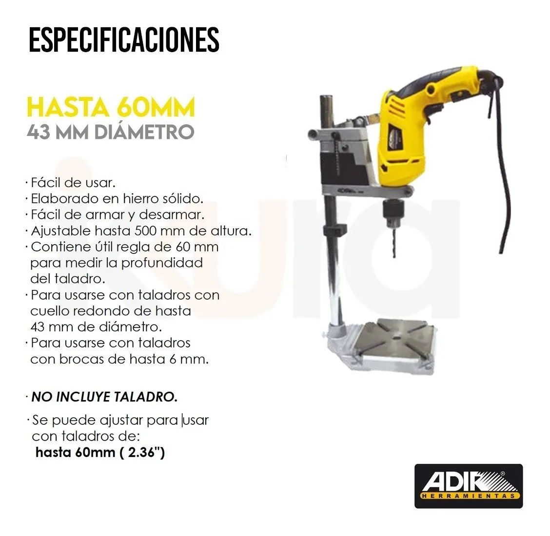 Soporte vertical para taladro de 60 mm 888 Adir 5