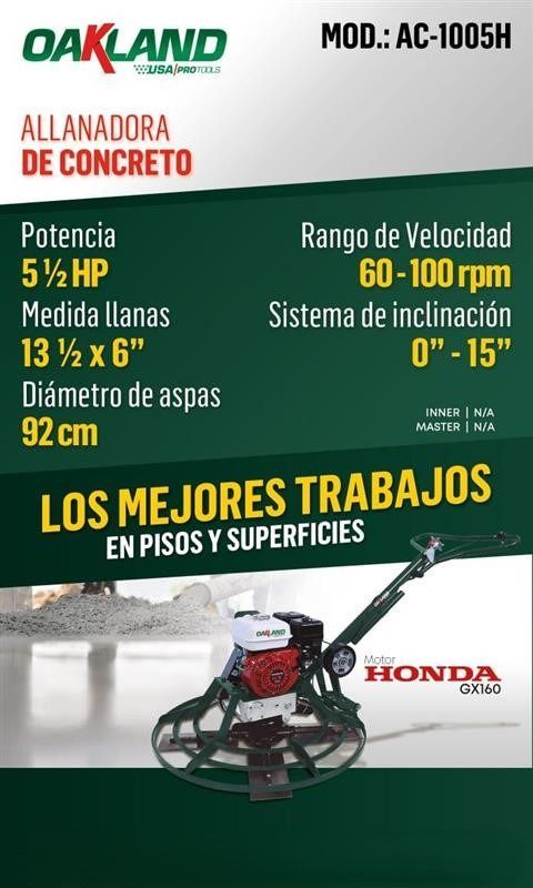 Allanadora de Concreto 5 ½ HP AC-1005H Oakland 2
