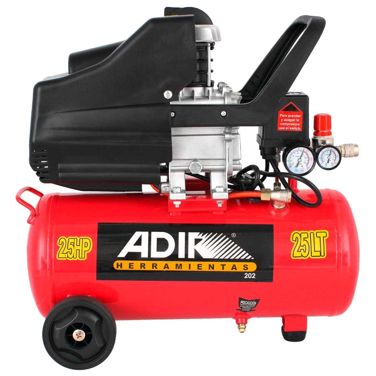 Combo Compresora Pistola y Manguera 25L 2.5HP 202 ADIR 4