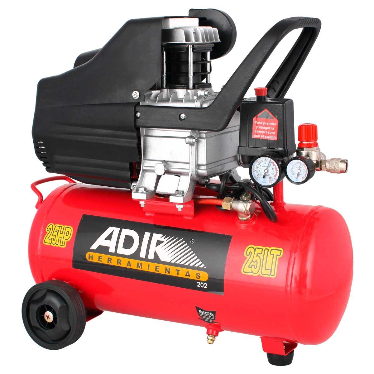 Combo Compresora Pistola y Manguera 25L 2.5HP 202 ADIR 2