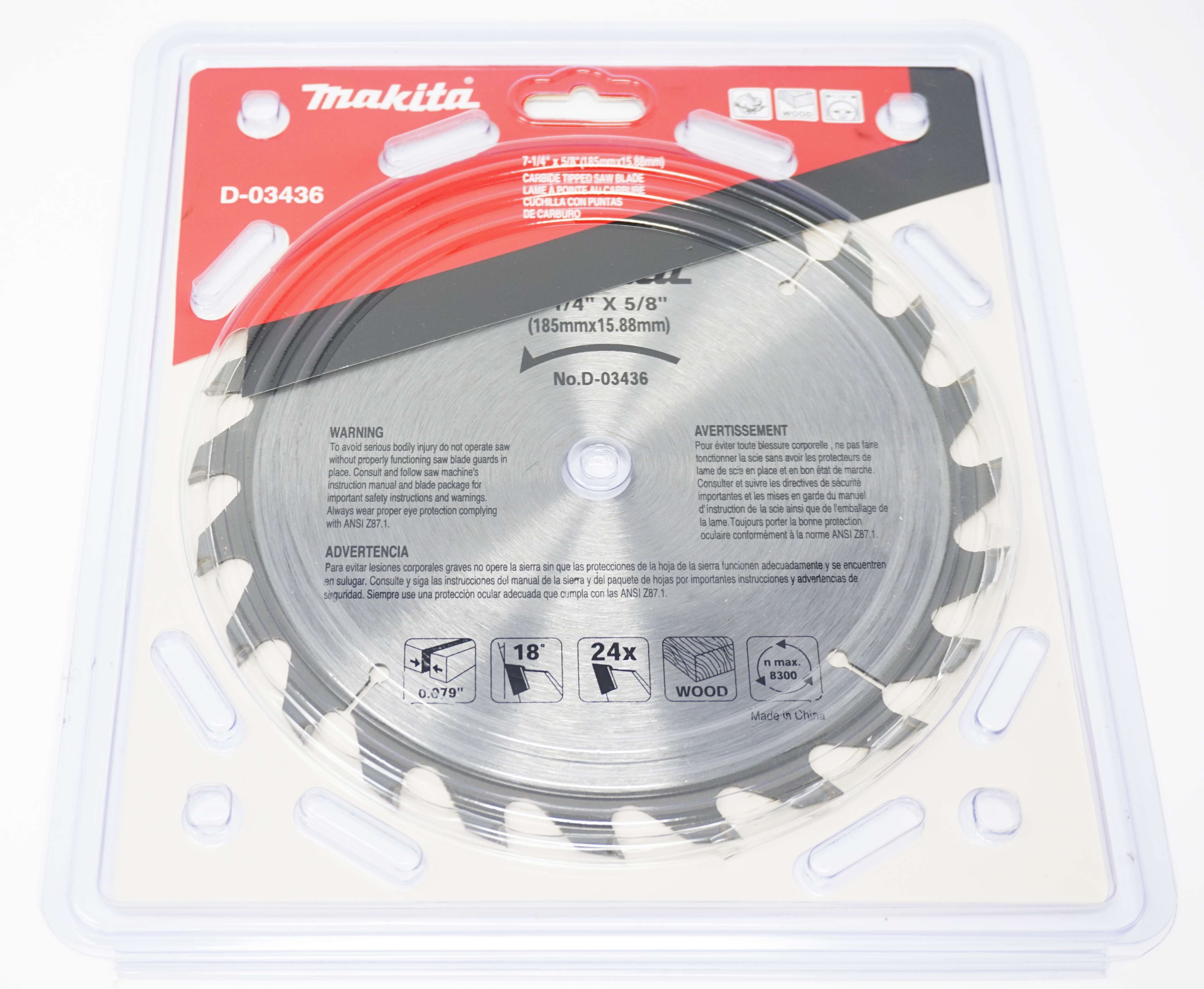 Sierra para madera 7 Pulg 24 dientes D03436 Makita