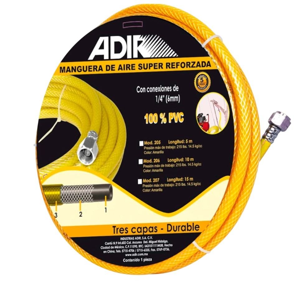 Combo Compresora Pistola y Manguera 25L 2.5HP 202 ADIR 7