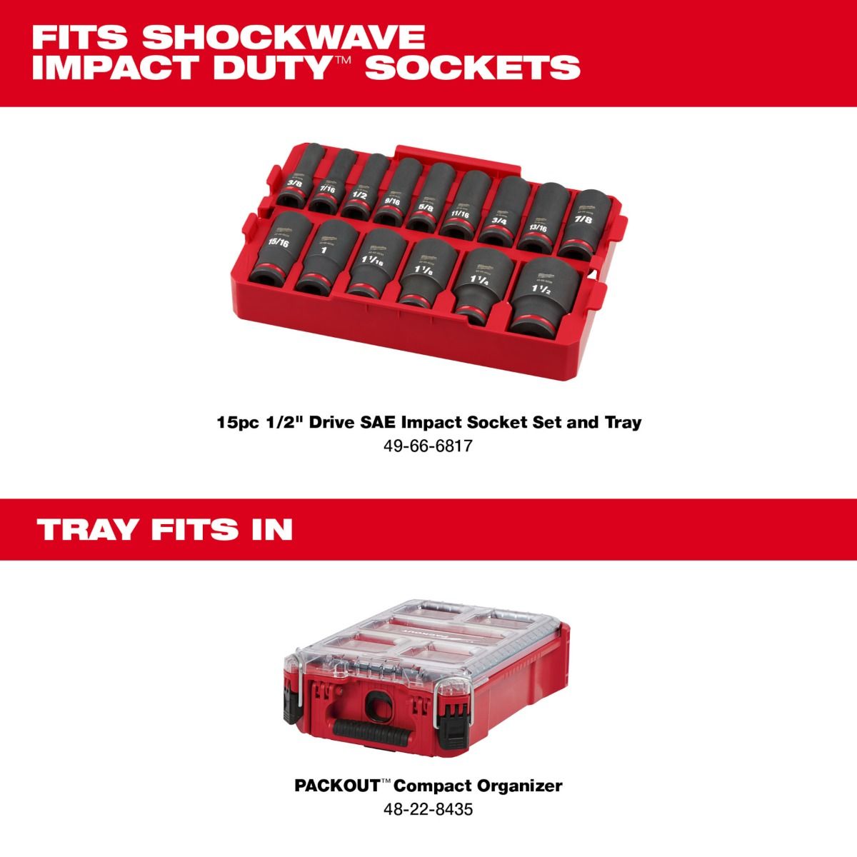 Juego Dados de Impacto SHOCKWAVE Impact Duty™ 1/2" 15 Pzs 49-66-6817 Milwaukee 4