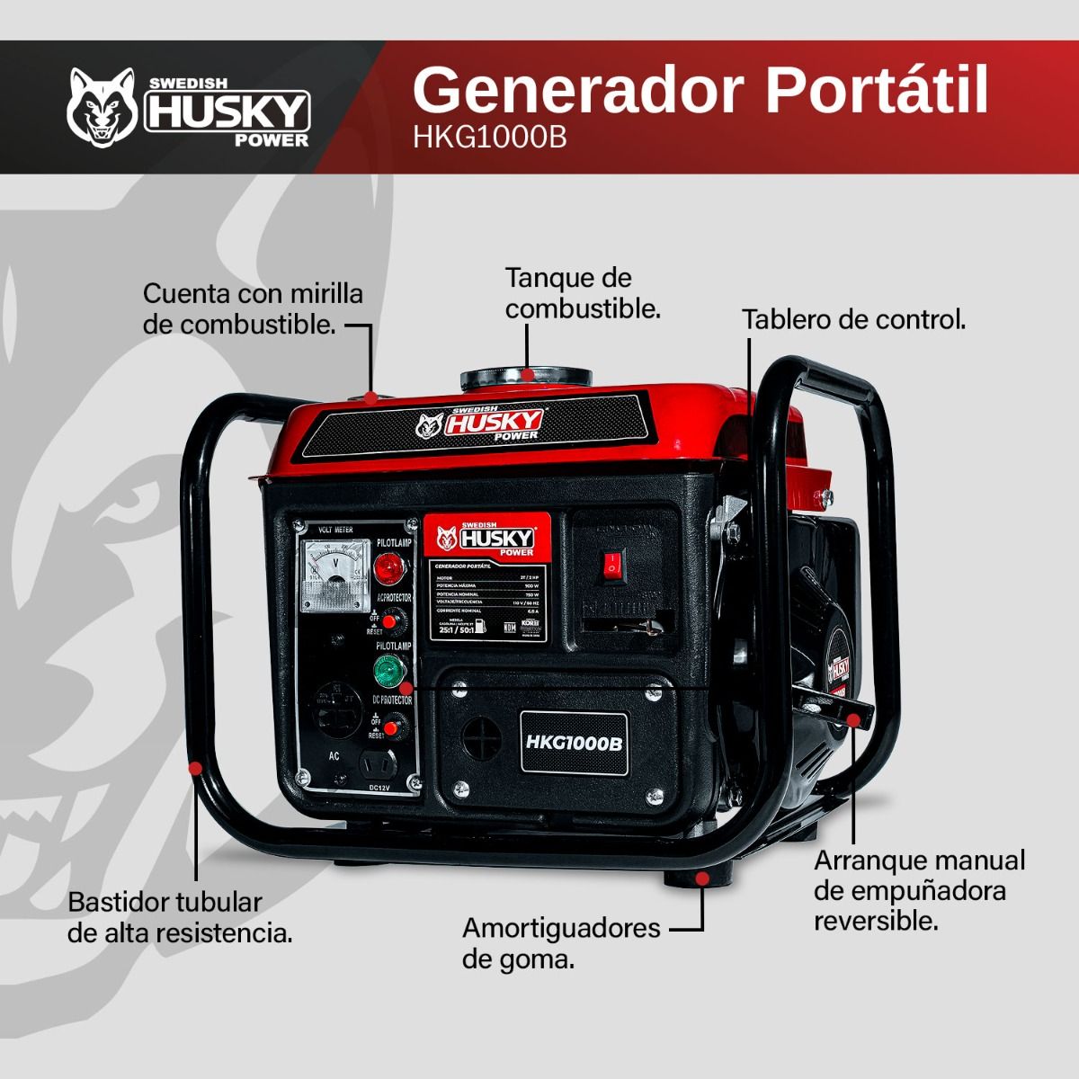 Generador A Gasolina 900W HKG1000B Husky 8