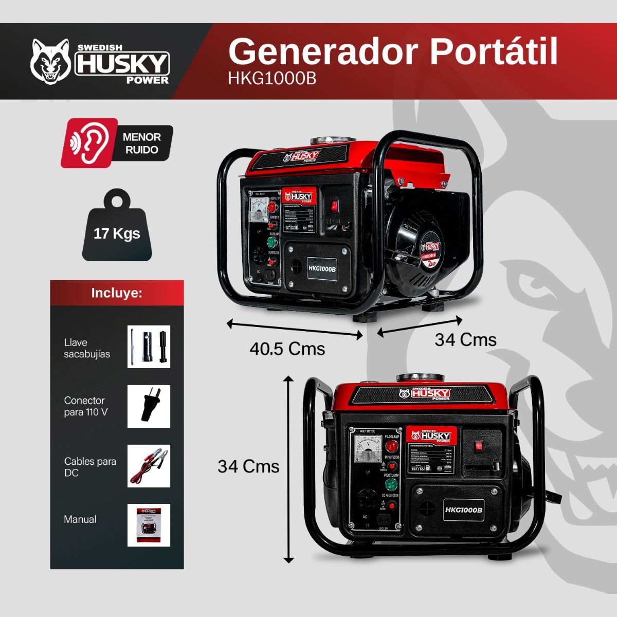 Generador A Gasolina 900W HKG1000B Husky 9