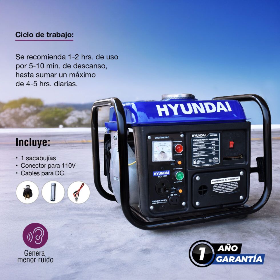 Generador a Gasolina HHY1000 Hyundai 8