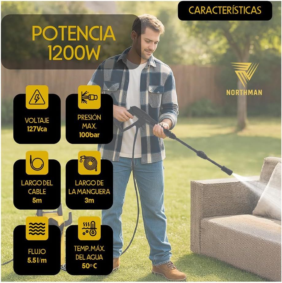 Hidrolavadora Eléctrica 1450 PSI Northman 8