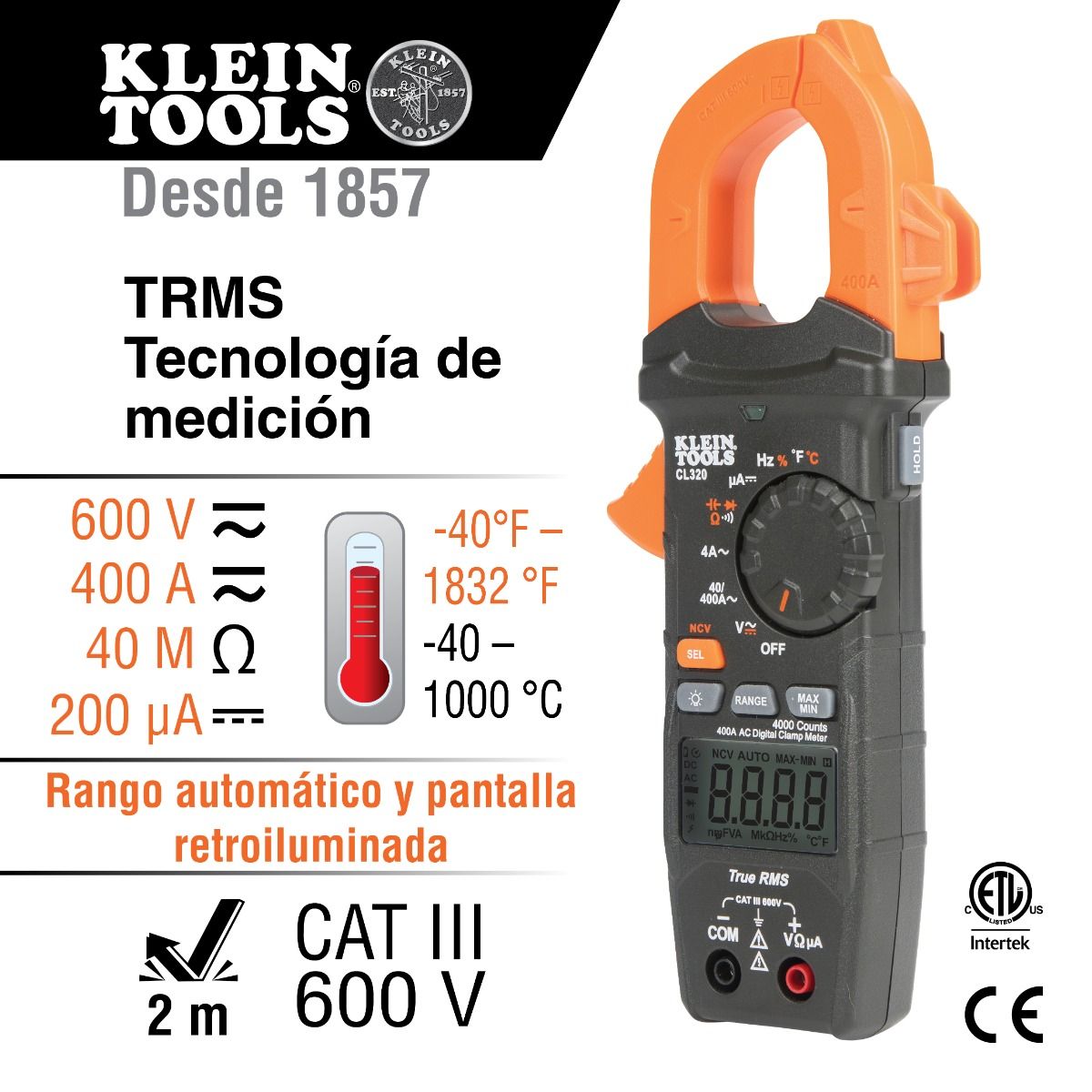 Juego de Prueba Eléctrica de HVAC CL320KIT Klein Tools 3