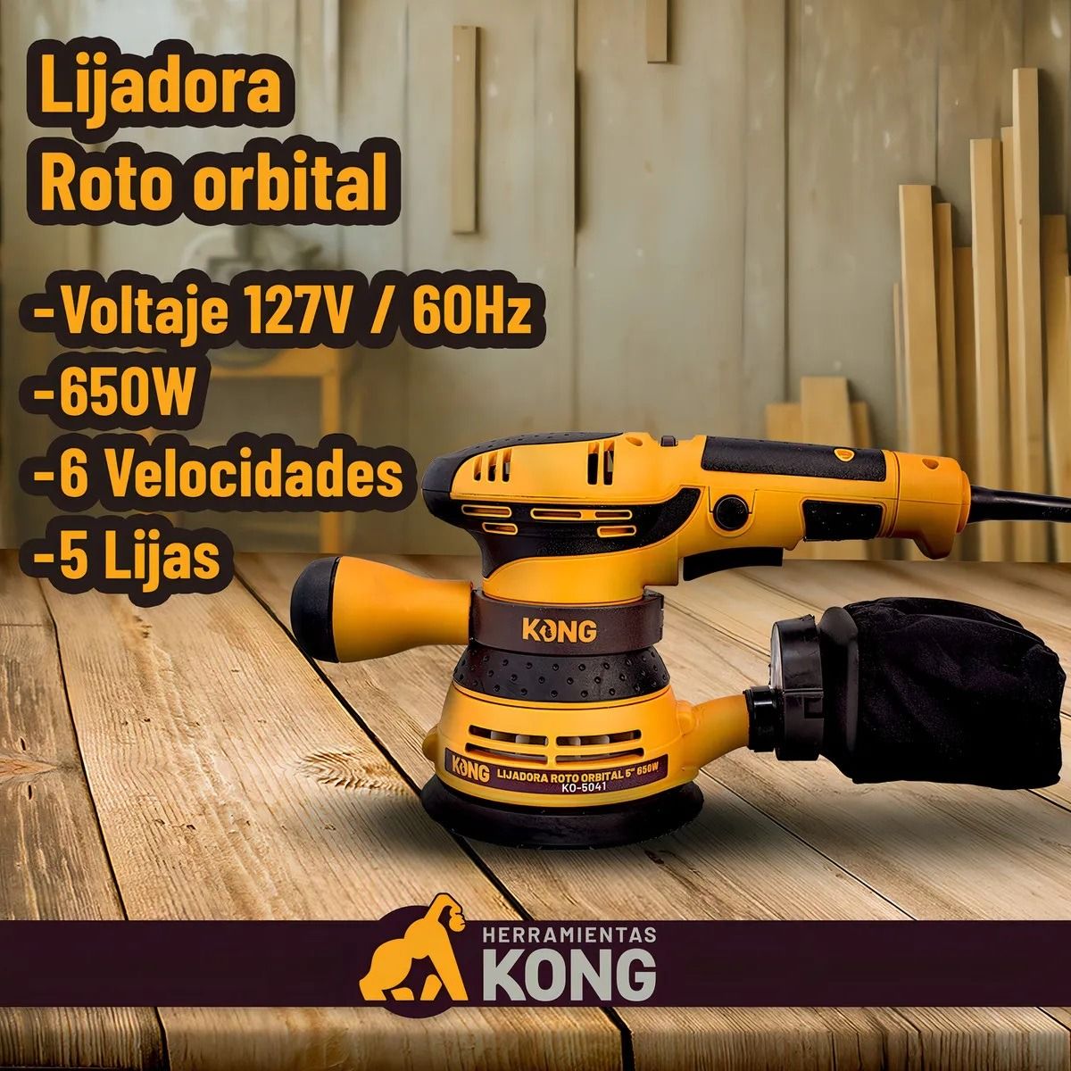 Lijadora Orbital 5" 650W KO-5041 Kong 9