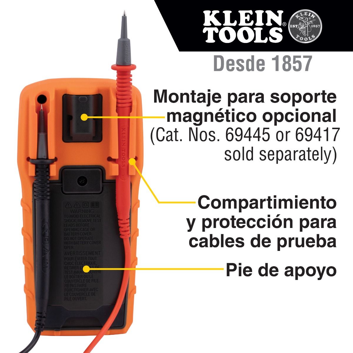 Multímetro digital con selección manual de rango de 600 V MM325 Klein Tools 6