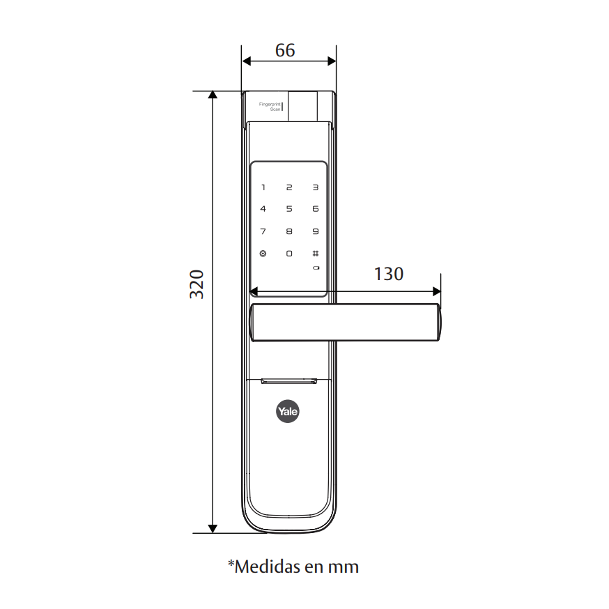 Chapa biométrica huella digital YMF40 Yale 6