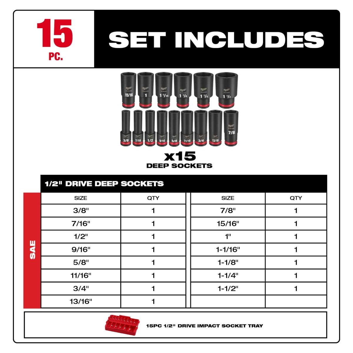 Juego Dados de Impacto SHOCKWAVE Impact Duty™ 1/2" 15 Pzs 49-66-6817 Milwaukee 3