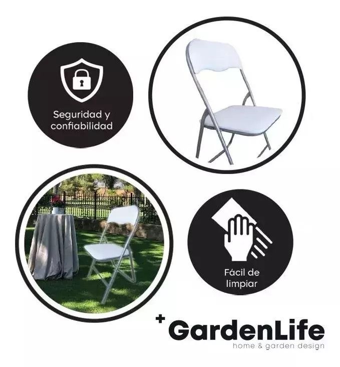 Silla Acojinada Plegable Blanca GardenLife 6