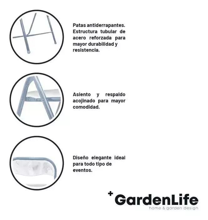 Silla Acojinada Plegable Blanca GardenLife 5