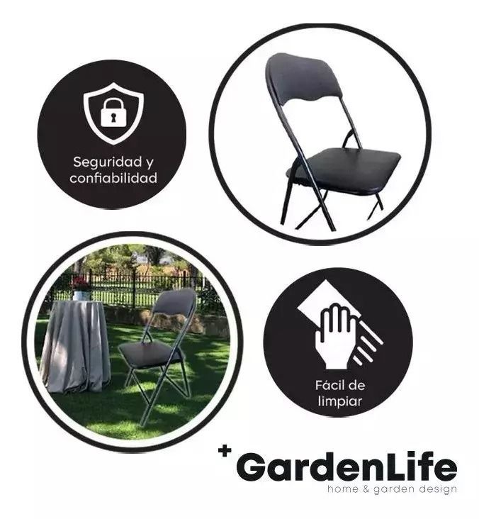 Silla Acojinada Plegable Negra GardenLife 6