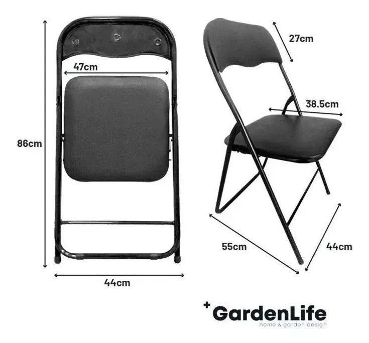 Silla Acojinada Plegable Negra GardenLife 4