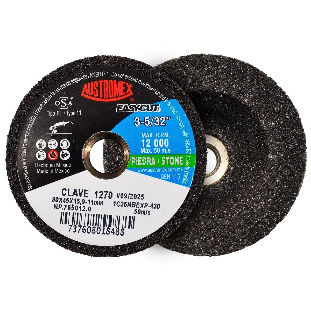 Copa Mini Desbaste Piedra G36 3-5/32" x 1-3/4" x 5/8"-11H 1270 Austromex 2