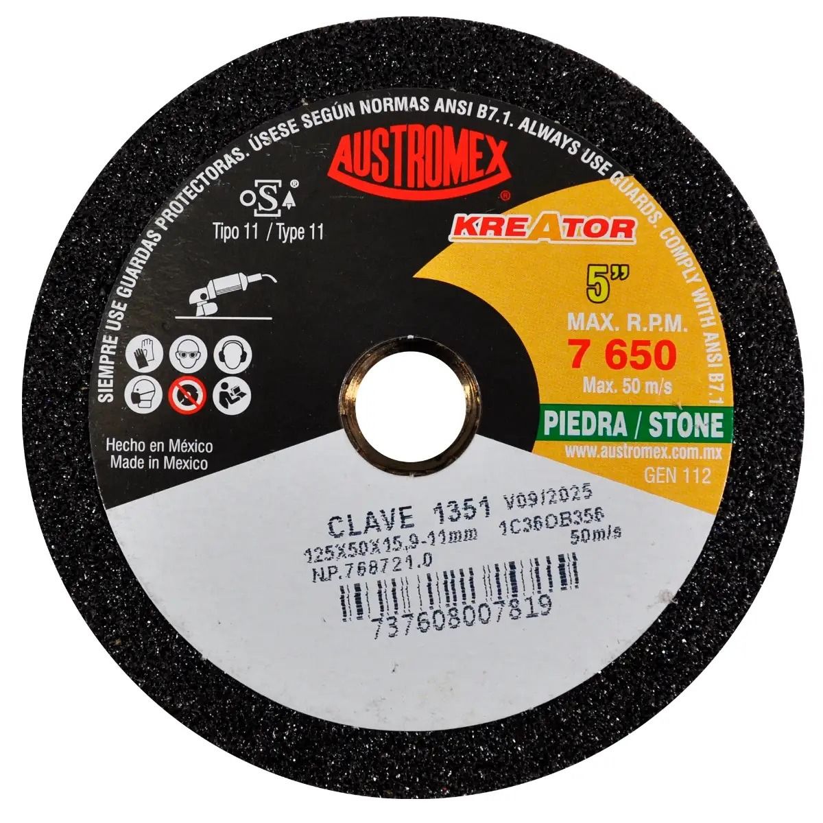 Copa Para Desbaste Piedra G36 5" x 2" x 5/8"-11H 1351 Austromex 2