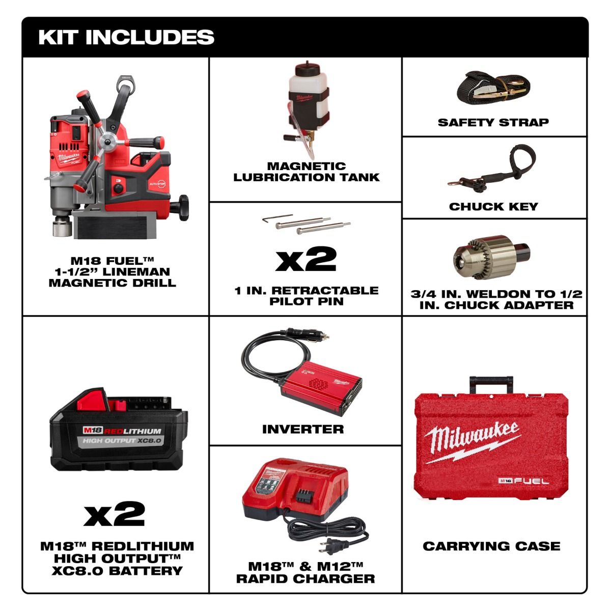 Taladro Magnético M18 FUEL™ De 1-1/2" 2788-22HD Milwaukee 2
