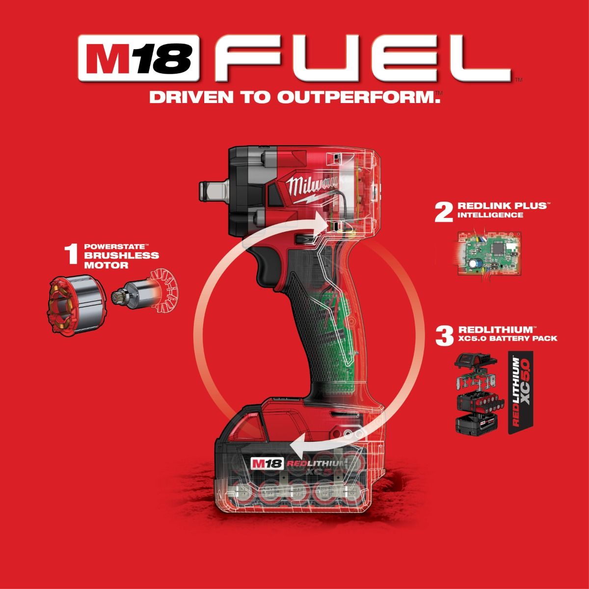 Llave de Impacto M18 FUEL™ 1/2" 2855-22 Milwaukee 8