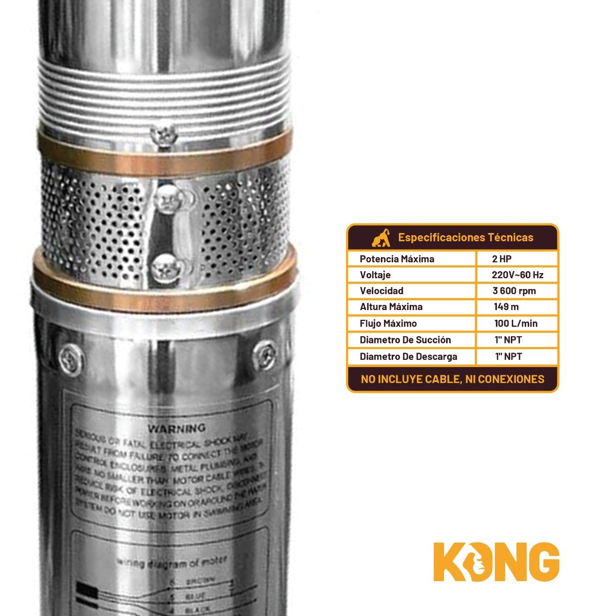 Bomba Tipo Bala 2 HP K0-BA214P Kong 9
