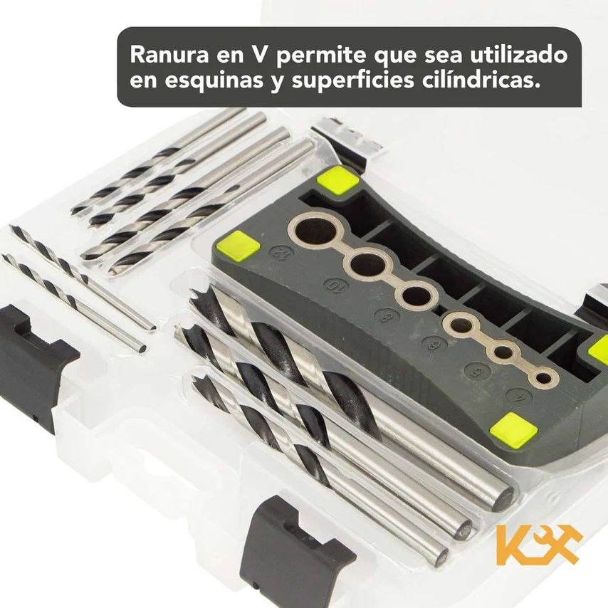 Guia para Taladro Plantilla en V de 4-12 mm C/9 Brocas para Madera 3-10 mm 300225 Kingsman 3