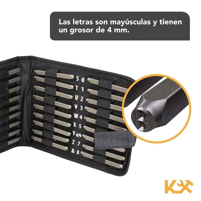 Punzon Letra y Número Juego con 36 Piezas 4 mm 300330 Kingsman 3