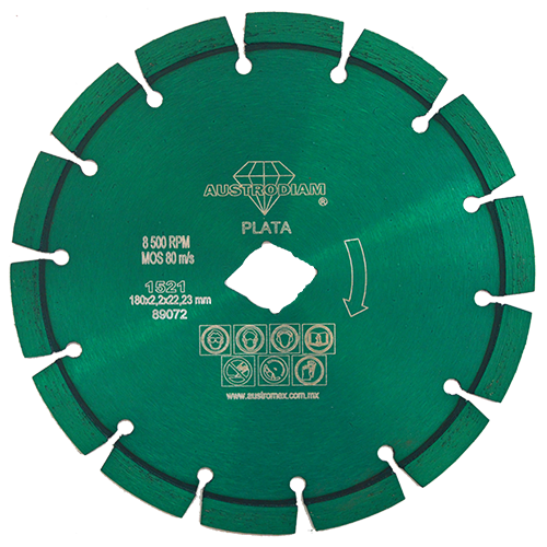 Disco de diamante verde segmentado Granito 1521 Austromex