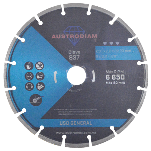 Disco de diamante segmentado Uso General 837 Austromex